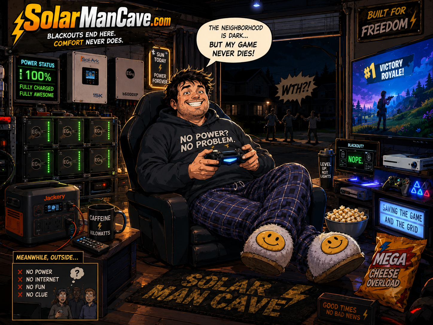 Gaming room stays on during blackout manga scene