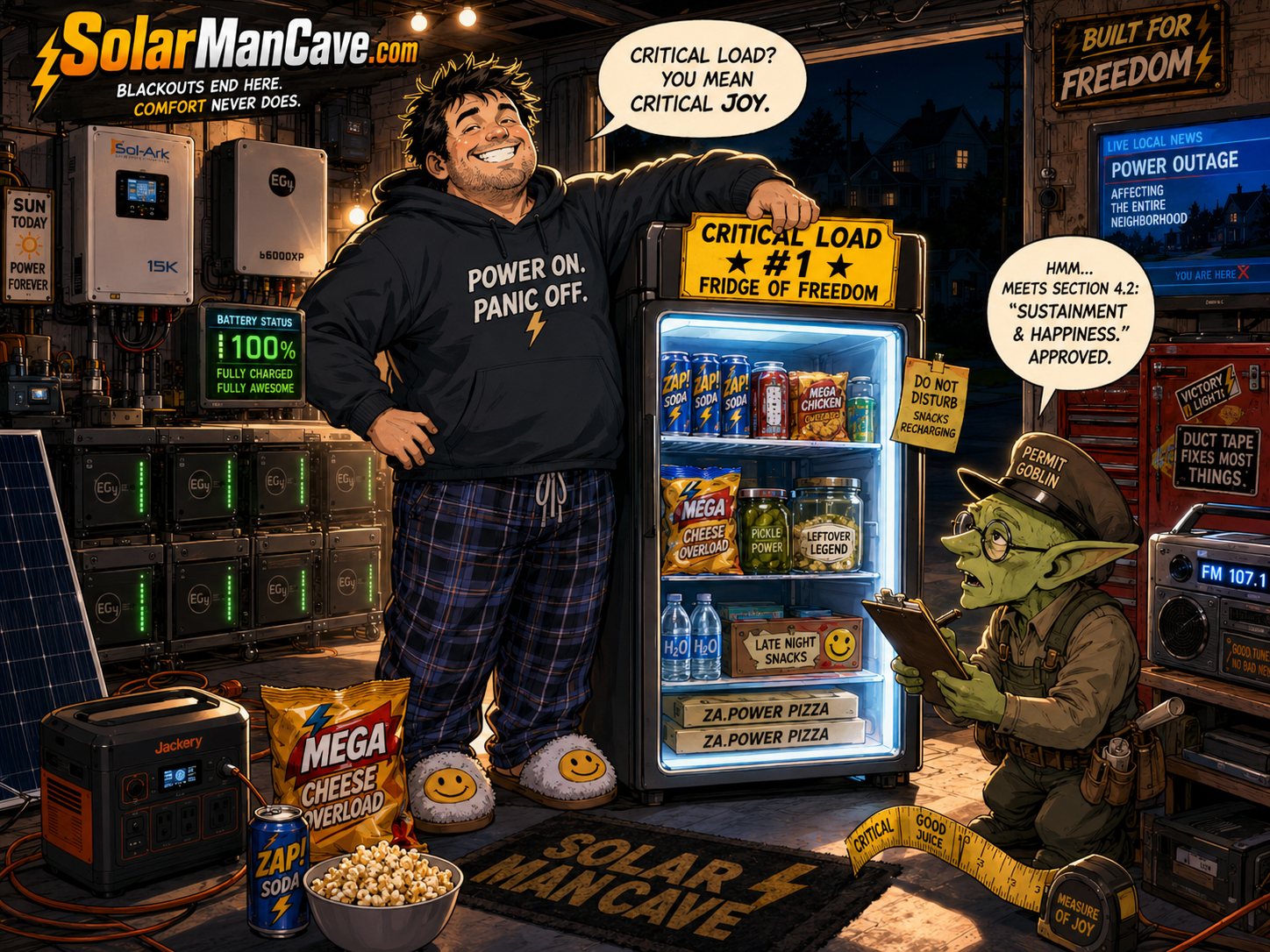 Mini-fridge critical load comedy scene